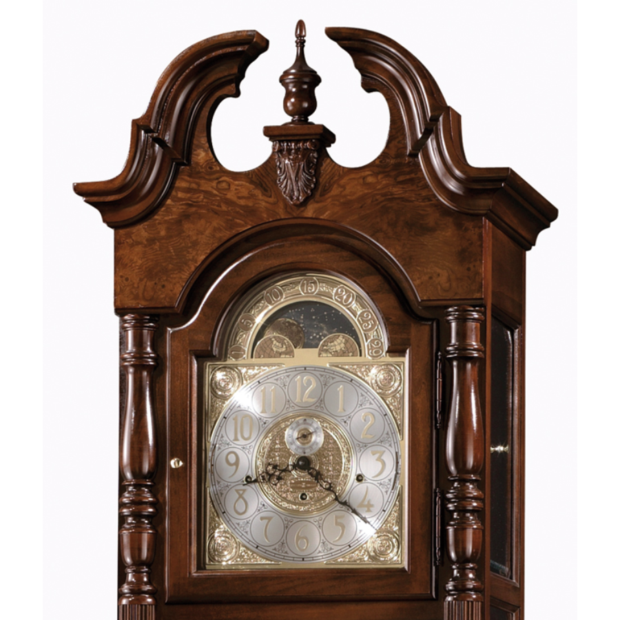 Howard Miller Robinson Grandfather Clock 611042 split pediment and dial - Premier Clocks