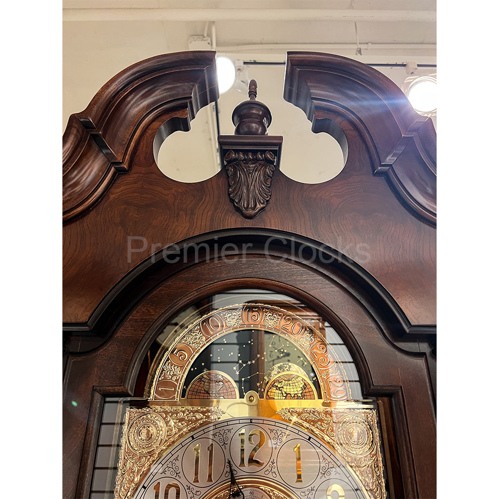 Howard Miller Robinson Grandfather Clock 611042 real photo of the split pediment - Premier Clocks