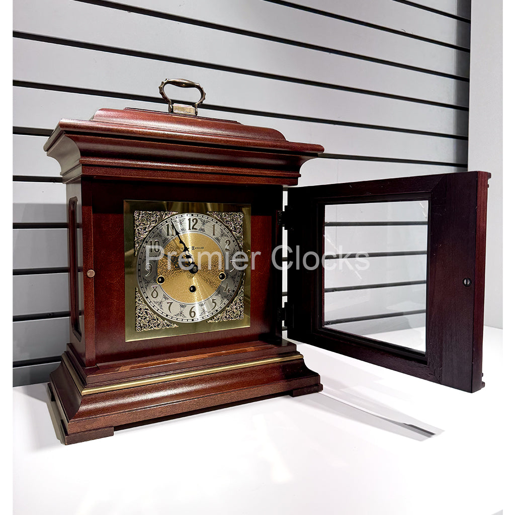 Howard Miller Thomas Tompion Mantel Clock 612436 real photo of the front with an open door showing the details of the dial - Premier Clocks