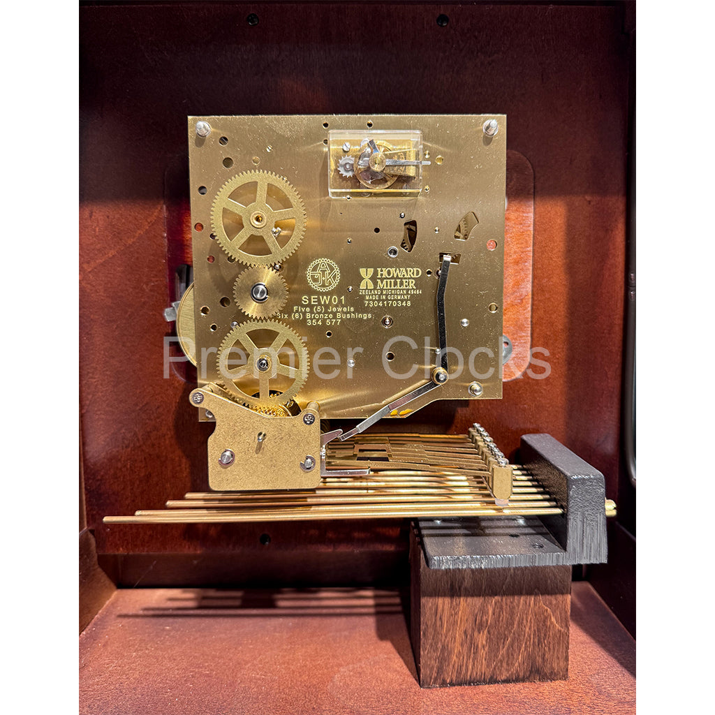 Howard Miller Thomas Tompion Mantel Clock 612436 real photo of the mechanical movement with chimes - Premier Clocks