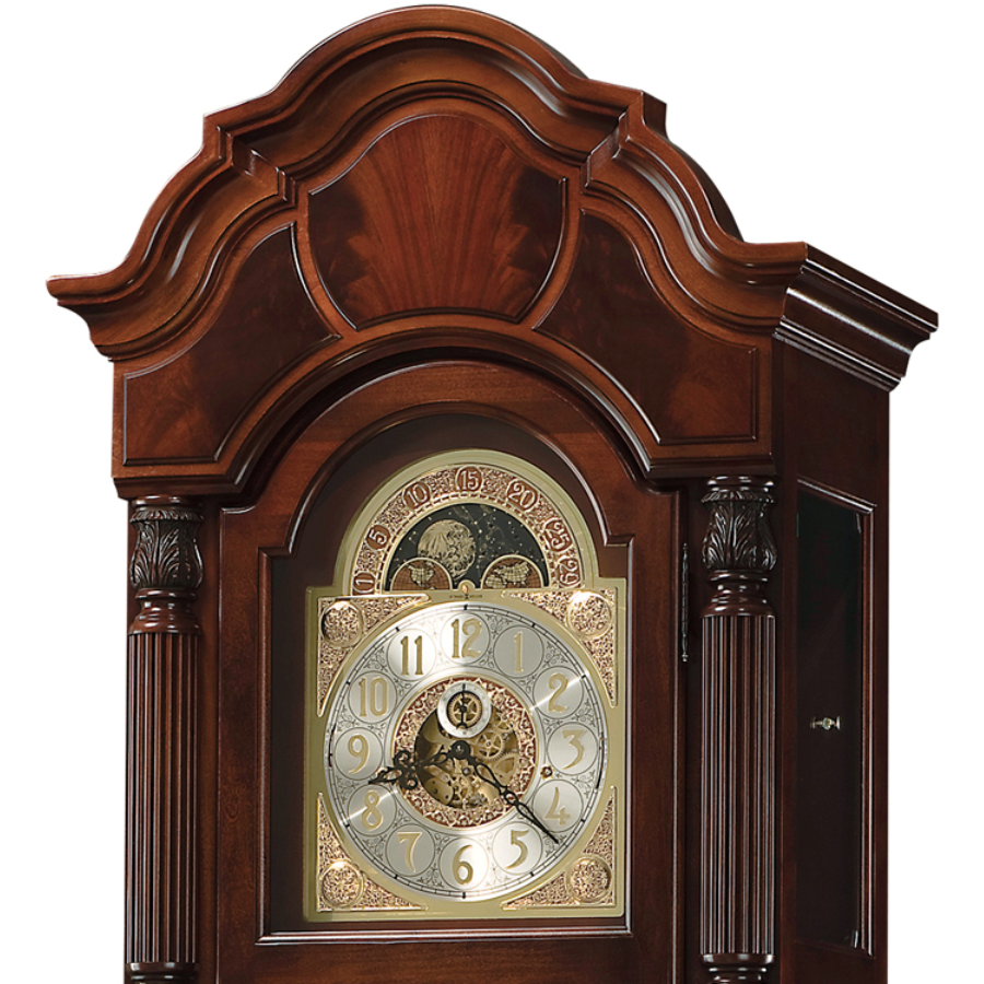 Howard Miller Winterhalder II Grandfather Clock 611188 arched bonnet, dial and moon phase - Premier Clocks