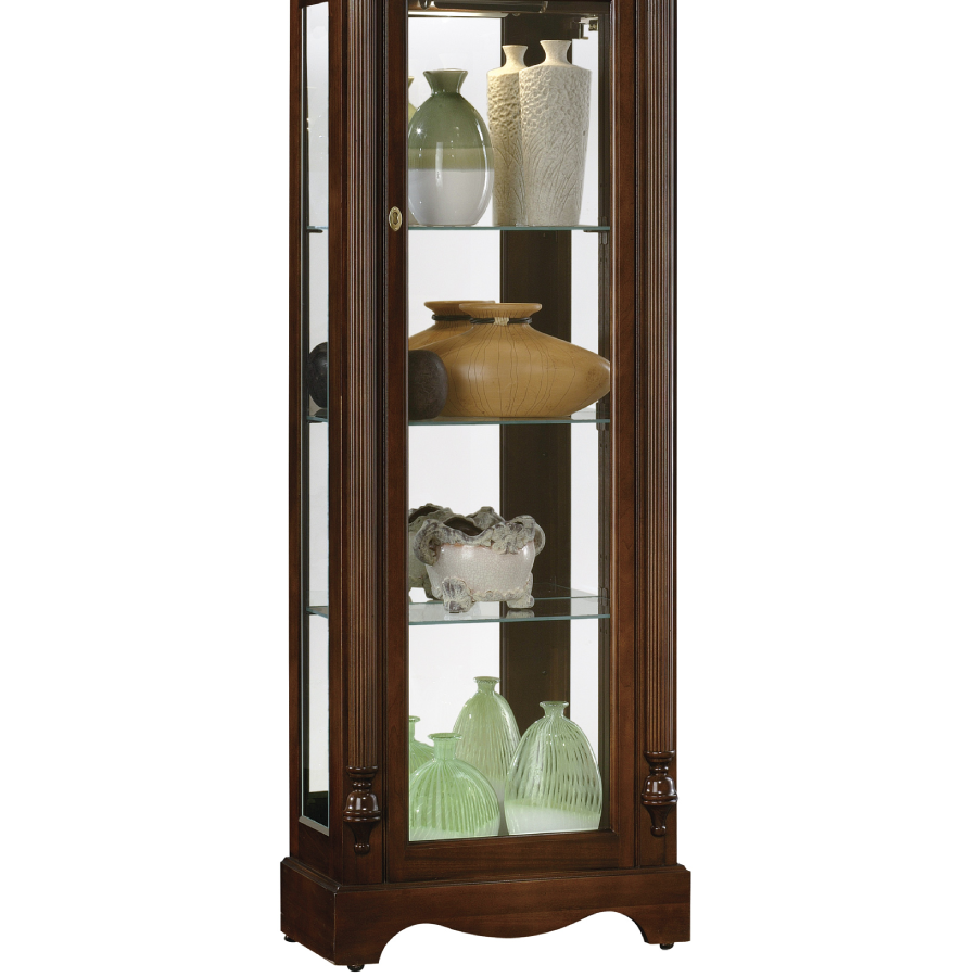 Ridgeway Clarksburg Curio Grandfather Clock 2041 shelves with curios, and a carved base - Premier Clocks