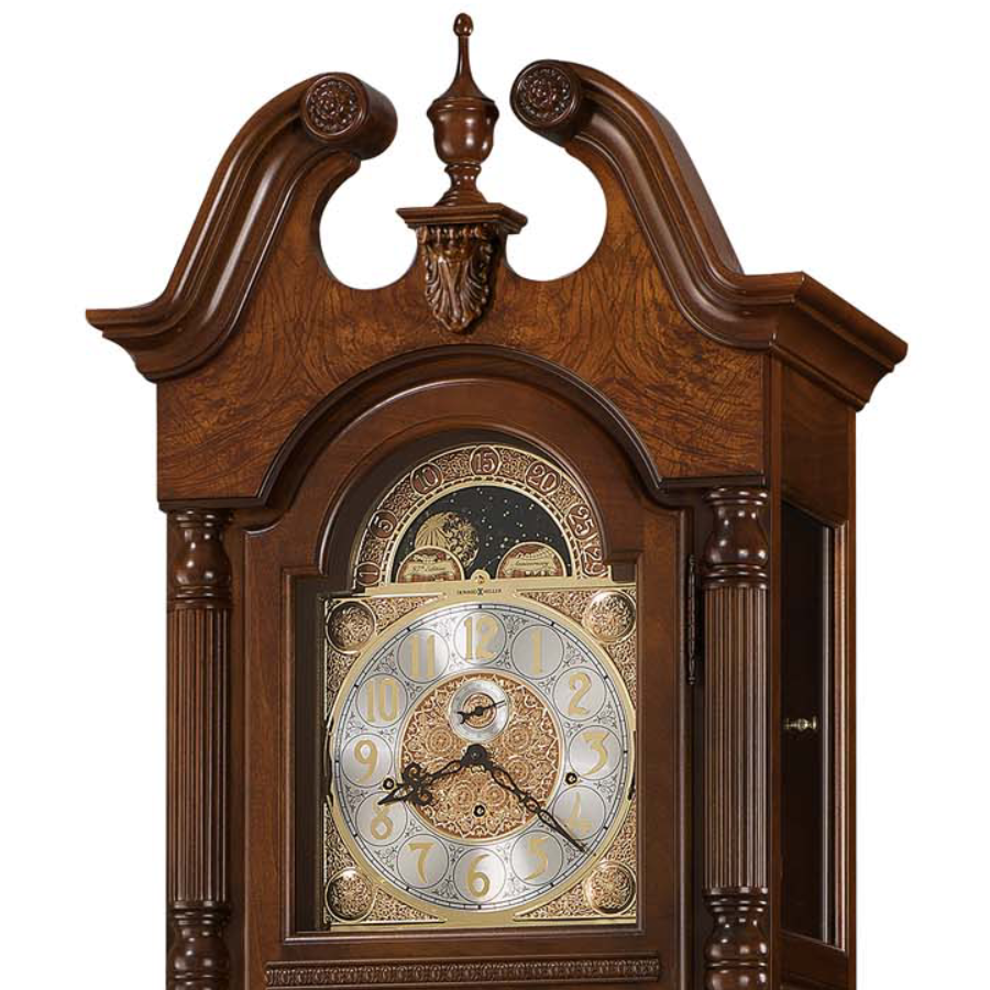 Ridgeway Nori Grandfather Clock 2588 split pediment, dial and moon phase - Premier Clocks