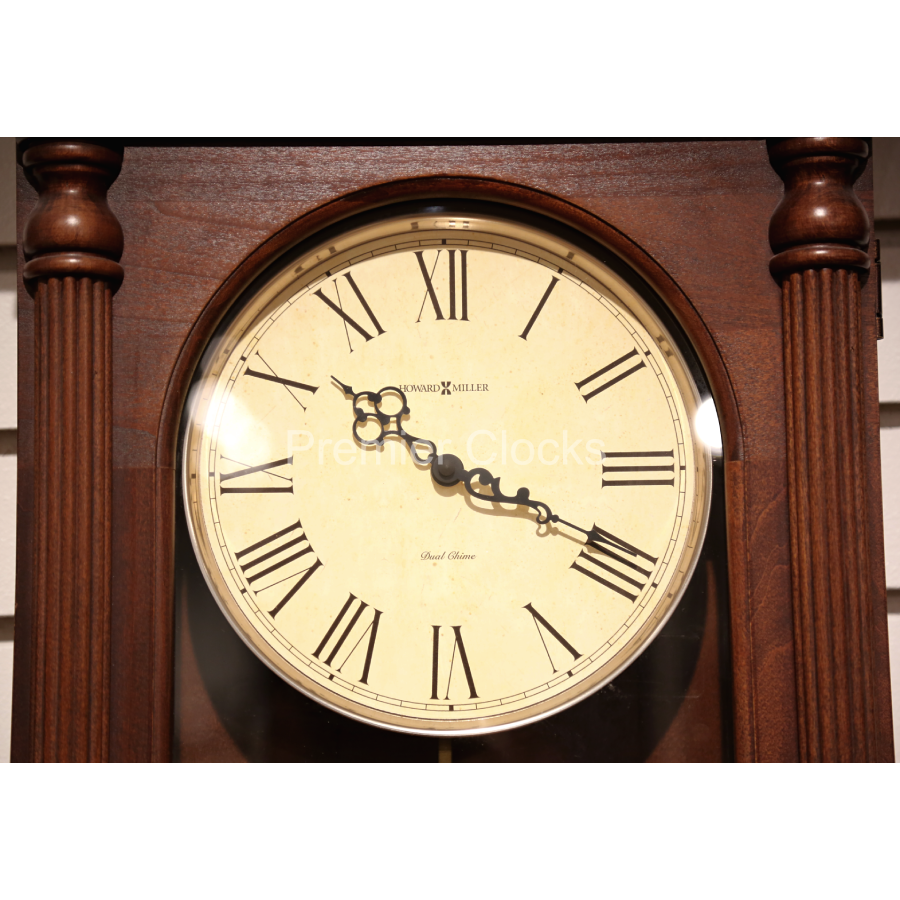 Howard Miller Helmsley Wall Clock 620192 real image showing dial details, hour and minute hand, arabic numerals - Premier Clocks